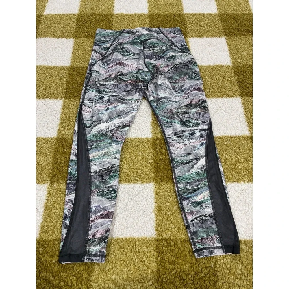 Lululemon Mountain Landscape Mesh Panel High Rise Leggings Size 10 Multi Color‎